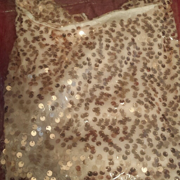 LAST ONE MEDIUM Gold Sequin Top - Picture 3 of 5